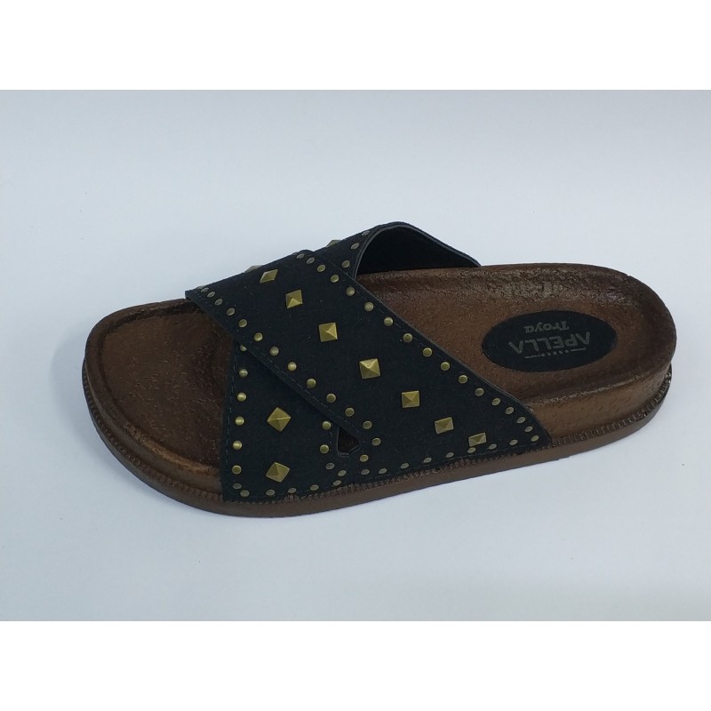 Apella troya çapraz Ortopedik kadın terlik siyah