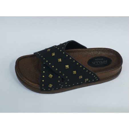 Apella troya çapraz Ortopedik kadın terlik siyah