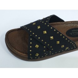 Apella troya çapraz Ortopedik kadın terlik siyah