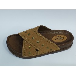 Apella troya çapraz Ortopedik kadın terlik taba