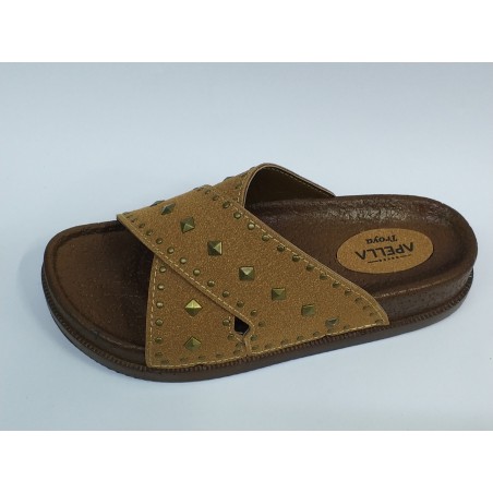 Apella troya çapraz Ortopedik kadın terlik taba