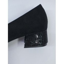 Paris burun ve Topuk kısmı gold detaylı Topuklu ayakkabı siyah