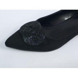 Paris burun ve Topuk kısmı gold detaylı Topuklu ayakkabı siyah