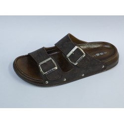 Esem Ortopedik çift tokalı erkek terlik kahverengi