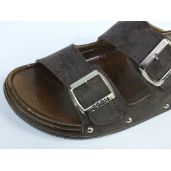 Esem Ortopedik çift tokalı erkek terlik kahverengi