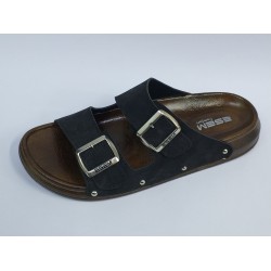 Esem Ortopedik çift tokalı erkek terlik siyah