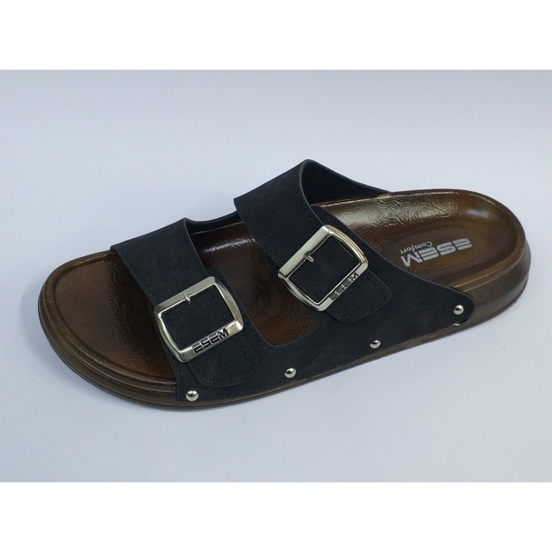 Esem Ortopedik çift tokalı erkek terlik siyah