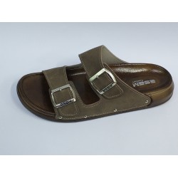 Esem Ortopedik çift tokalı erkek terlik vizon