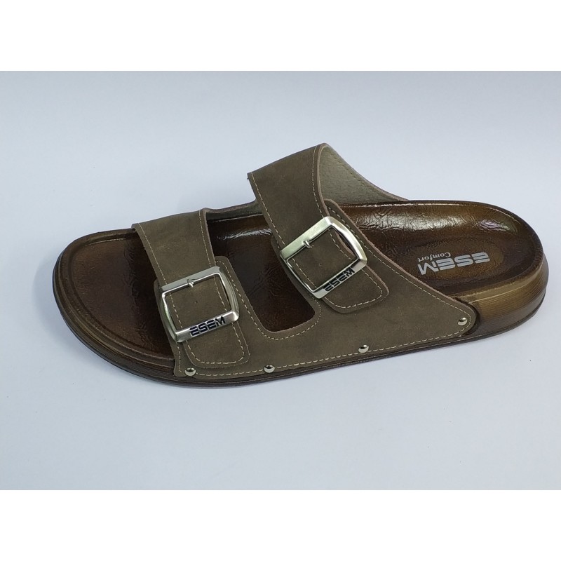 Esem Ortopedik çift tokalı erkek terlik vizon