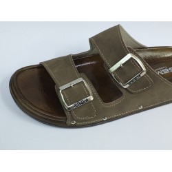 Esem Ortopedik çift tokalı erkek terlik vizon