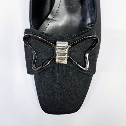 Paris kelebek taş detaylı arkası açık kadın topuklu ayakkabı siyah