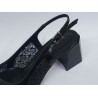 Paris dantel detaylı Ortopedik Topuklu arkası açık ayakkabı siyah