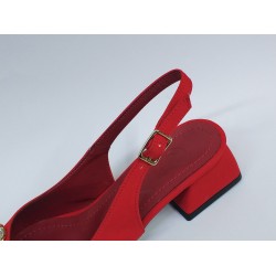 Paris renkli taş detaylı Ortopedik kısa topuk kadın ayakkabı kırmızı