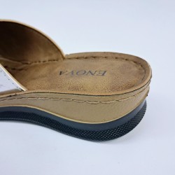 Enova kemerli parlak kadın terlik gümüş