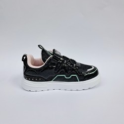 Conpax cırtlı kız çocuk spor ayakkabı siyah