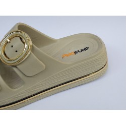 Akınal Bella çift tokalı suya dayanıklı kadın terlik krem