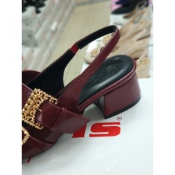 Paris çift tokalı arkası açık kadın ayakkabı bordo