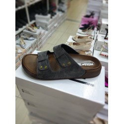 Witta Ortopedik çift bantlı erkek terlik gri