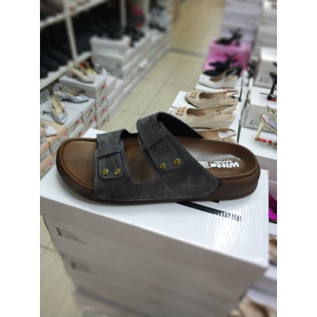 Witta Ortopedik çift bantlı erkek terlik gri