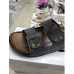 Witta Ortopedik çift bantlı erkek terlik gri