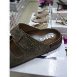 Witta Ortopedik çift bantlı erkek terlik kahverengi