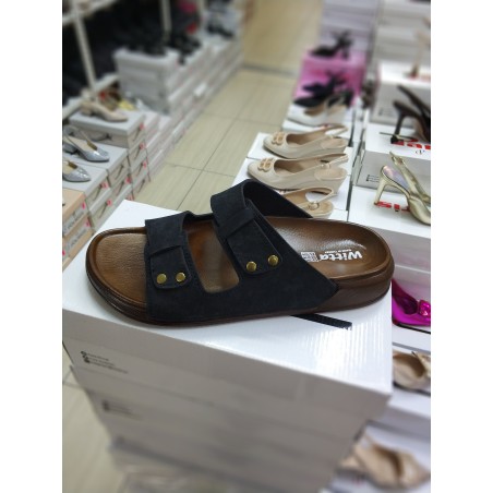 Witta Ortopedik çift bantlı erkek terlik siyah