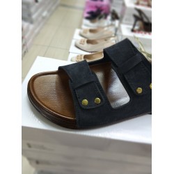 Witta Ortopedik çift bantlı erkek terlik siyah