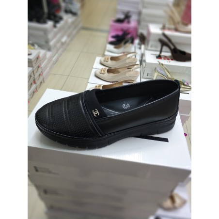 Wanetti Ortopedik fermuar detaylı anne ayakkabı siyah