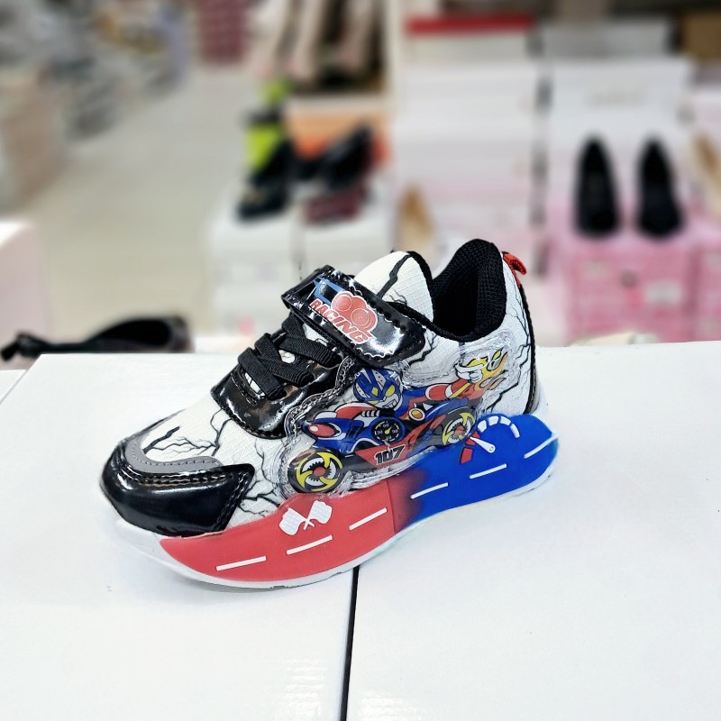 Prokids cırtlı Racing desenli erkek çocuk spor ayakkabı mavi-kırmızı