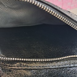 ÇÇS hasır örgü desenli parlak kumaş kadın sırt çantası siyah