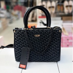 ÇÇS kabartma desenli zincirli kadın kol çantası siyah