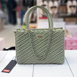ÇÇS kabartma desenli zincirli kadın kol çantası mint yeşili