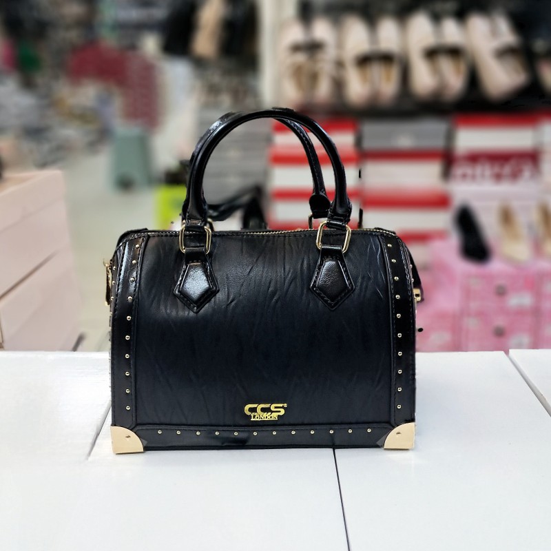 ÇÇS gold detaylı dalga desenli kadın kol çantası siyah