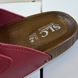 SLC gold detaylı kemerli kadın terlik kırmızı