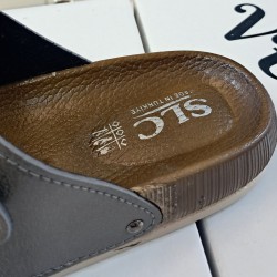 SLC gold detaylı kemerli kadın terlik füme