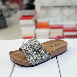 Pienn mantar taban taş detaylı kadın terlik füme