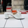 New Collection fiyonklu kadın topuklu terlik beyaz