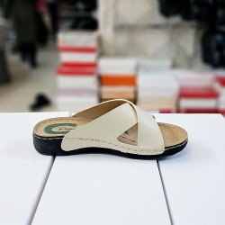 Elegance ortopedik çapraz kadın terlik krem