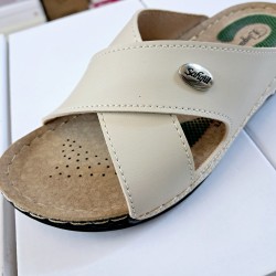 Elegance ortopedik çapraz kadın terlik krem