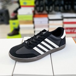 Letoon ortopedik bağcıklı süet detaylı erkek spor ayakkabı siyah-beyaz