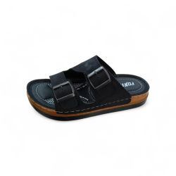 Foxter ortopedik çift tokalı erkek terlik siyah