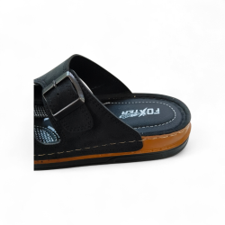 Foxter ortopedik çift tokalı erkek terlik siyah