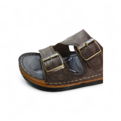 Foxter ortopedik çift tokalı erkek terlik kahverengi