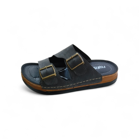 Foxter ortopedik çift tokalı erkek terlik füme