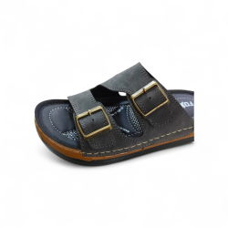 Foxter ortopedik çift tokalı erkek terlik füme