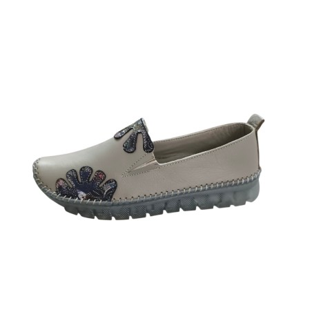 Kınacı hakiki deri ortopedik kadın ayakkabı gri