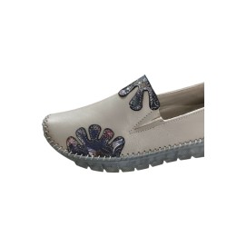 Kınacı hakiki deri ortopedik kadın ayakkabı gri