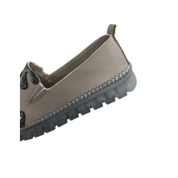 Kınacı hakiki deri ortopedik kadın ayakkabı gri