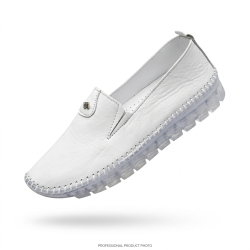 Kınacı hakiki deri ortopedik kadın ayakkabı Beyaz