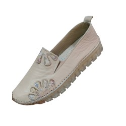 Kınacı hakiki deri ortopedik kadın ayakkabı bej